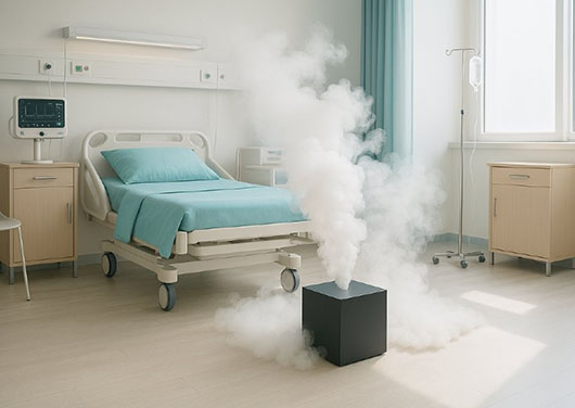 Mobiles Plasmasystem beim Eindatz zur Schnellsterilisation eines Krankenzimmers