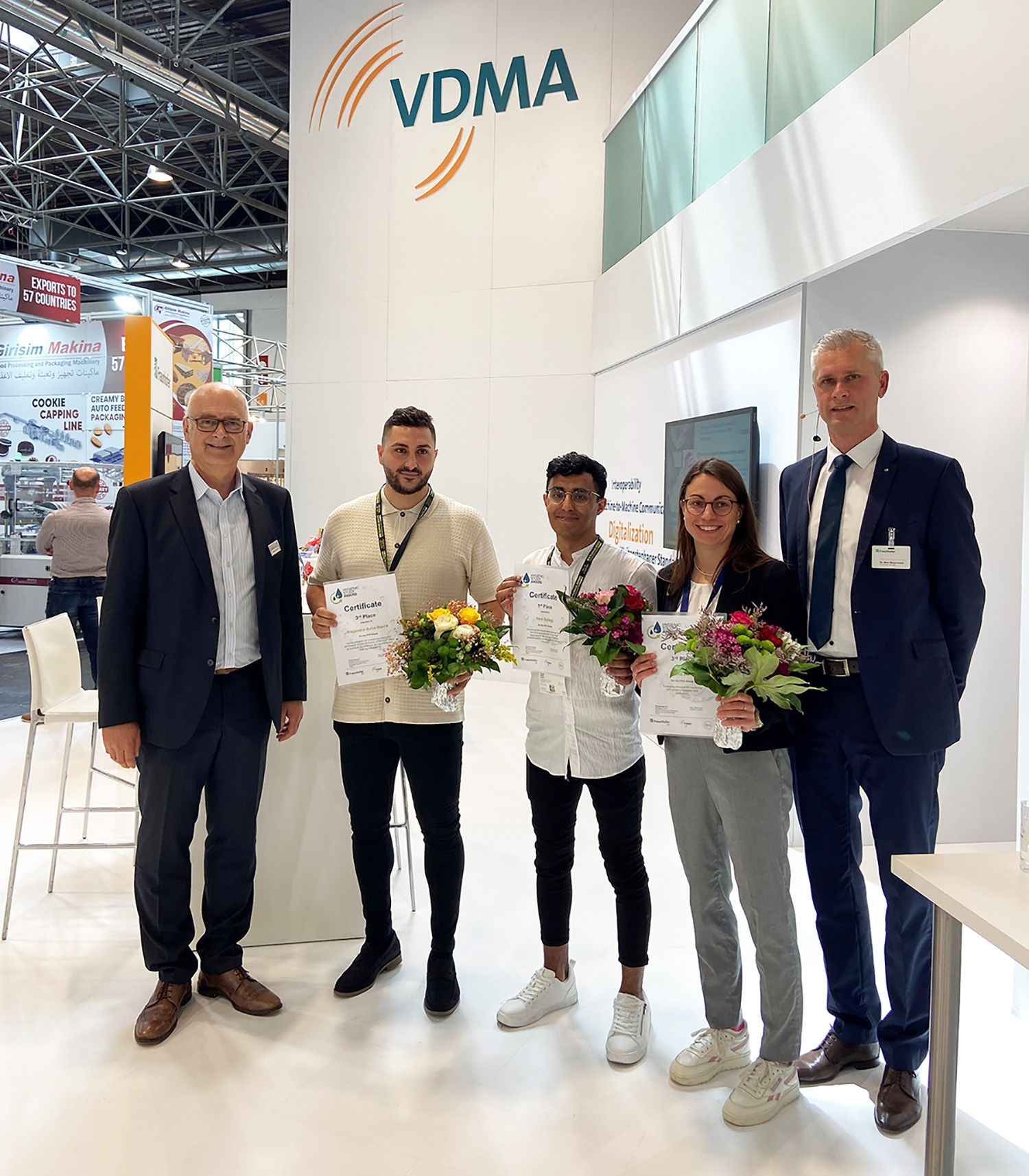 Gewinner des HSA 2023 Foto der Preisverleihung des Hygienic Study Award 2023 auf der Fachmesse interpack.
