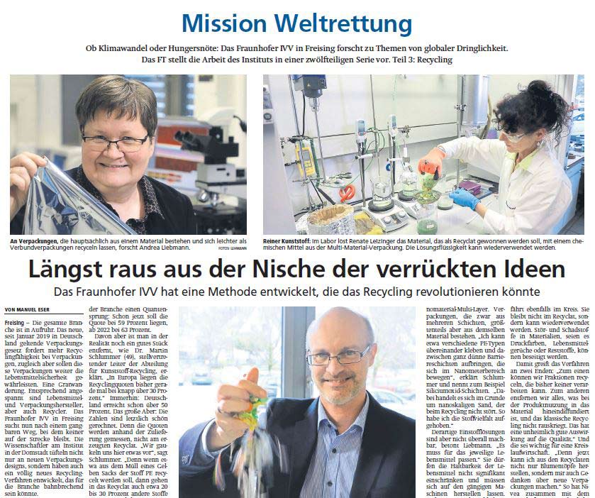 Zeitungsausschnitt des Artikels