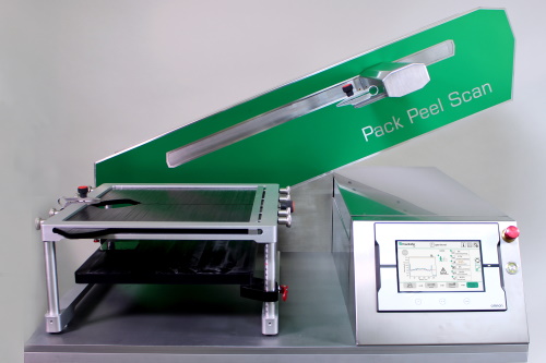 Pack Peel Scan Geräteansicht mit HMI, Aufzug und Tisch