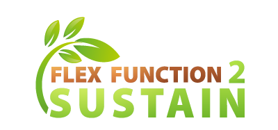 Projektlogo zu FlexFunction2Sustain, grüne Pflanze mit Schriftzug