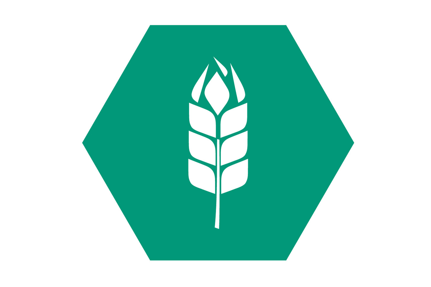 Hexagonal icon with grain ferrule represents the Food business field