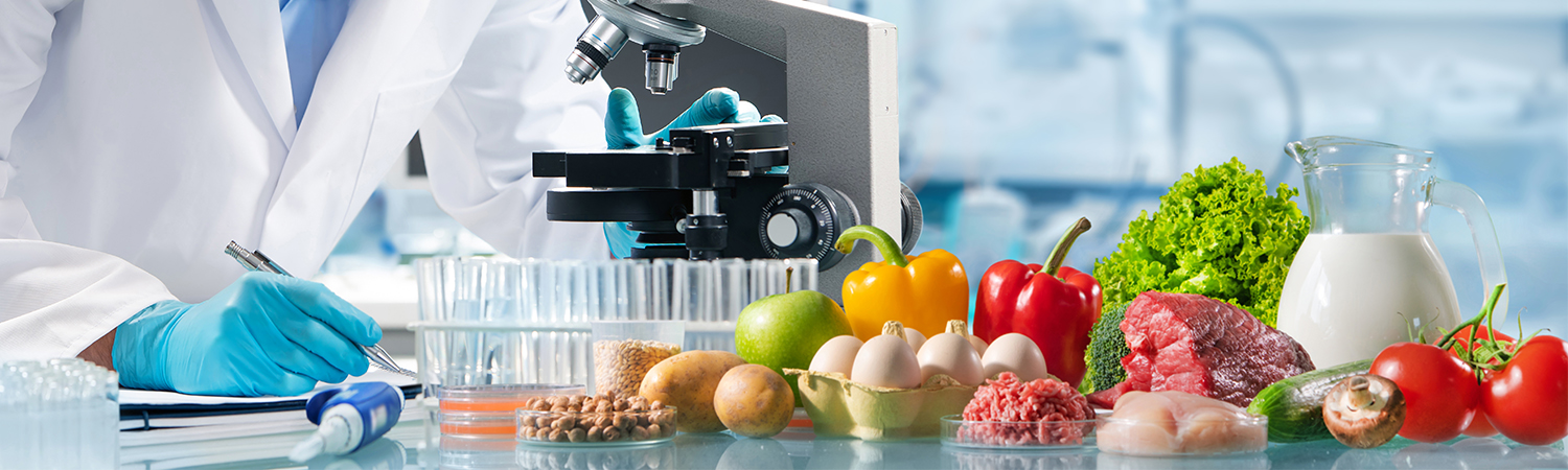 Various food items are examined in the lab