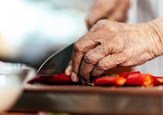 Old hand cuts chili peppers