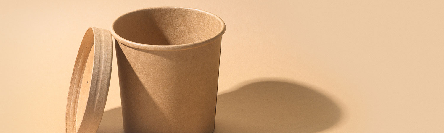 Cup with lid made of fiber based material for liquid food packaging