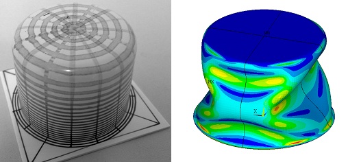 Illustration of a thermoformed cup and a material thermal analysis of a cup.