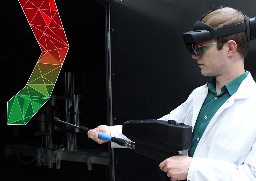 Virtueller Reinigungsassistent "Clean Assist" Forschender nutzt die intelligente Reinigungslanze.